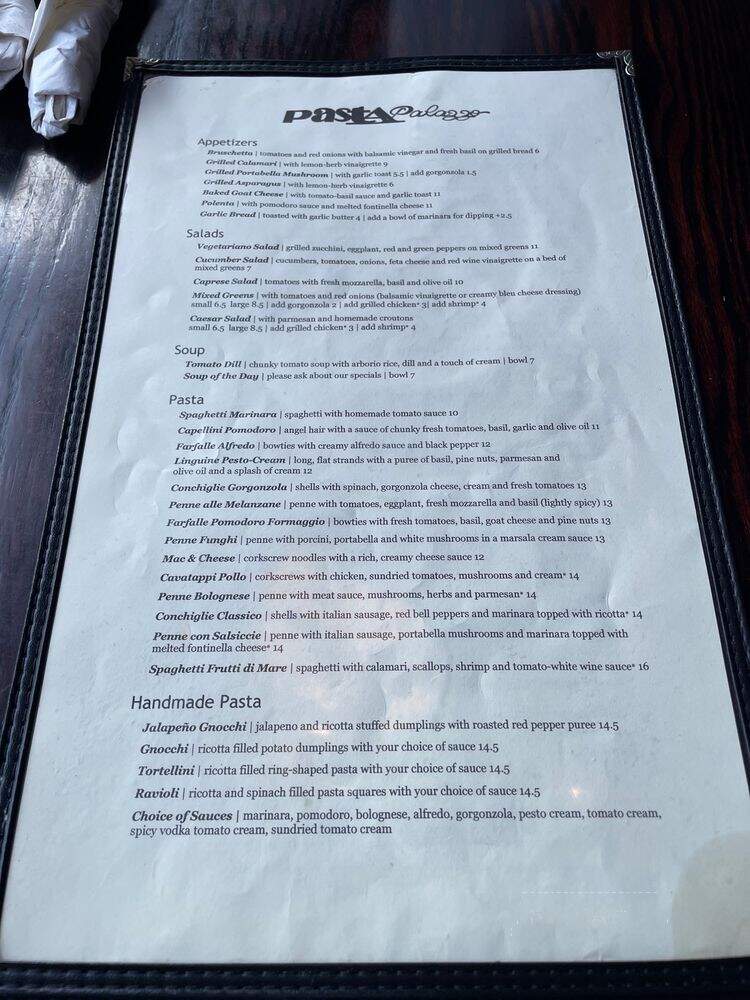 Pasta Palazzo - Chicago, IL menu_pic