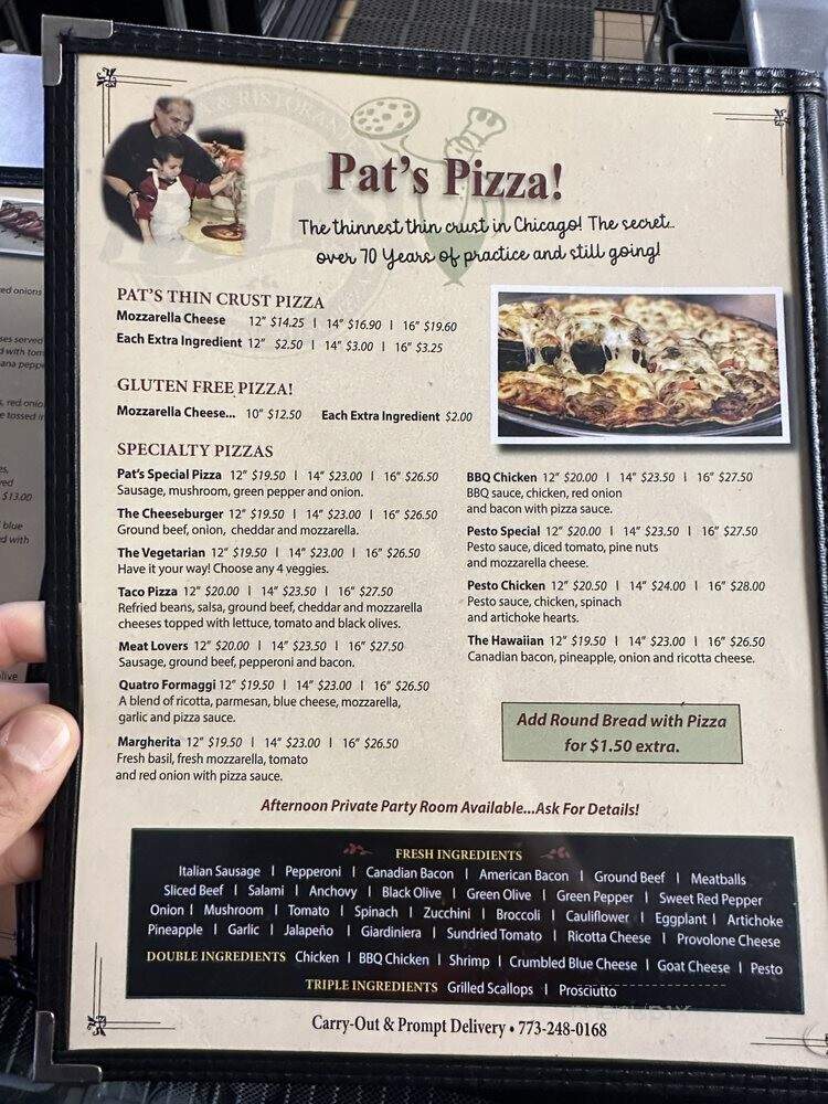 Pat's Pizza - Chicago, IL menu_pic