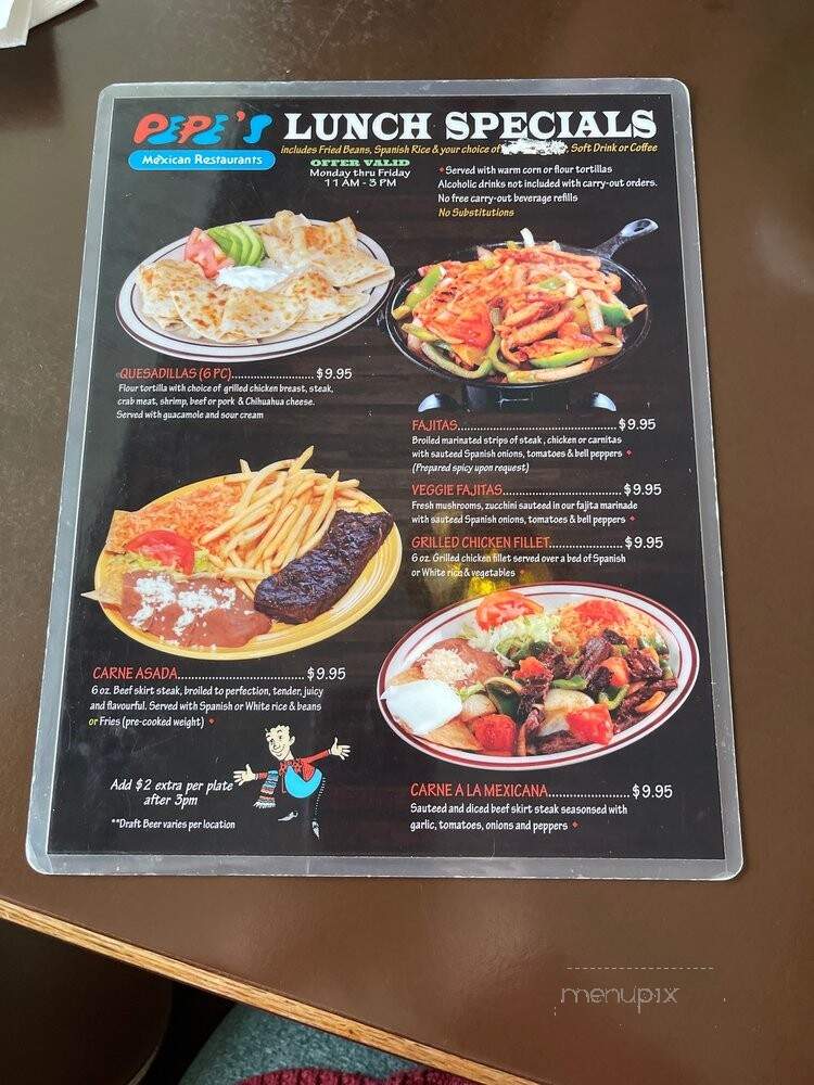 Pepe's Mexican Restaurant - Woodridge, IL menu_pic