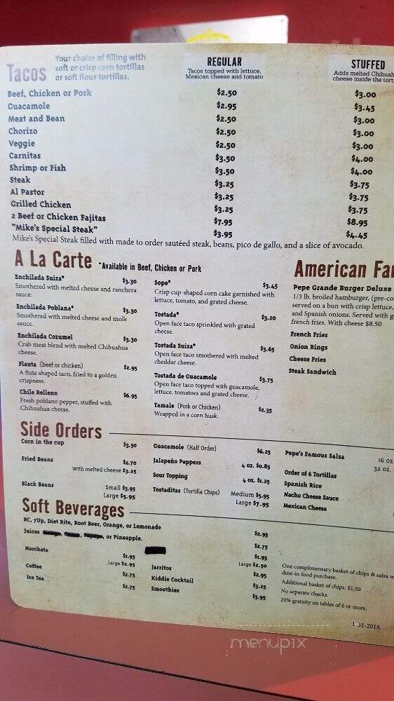 Pepe's Mexican Restaurant - Countryside, IL menu_pic