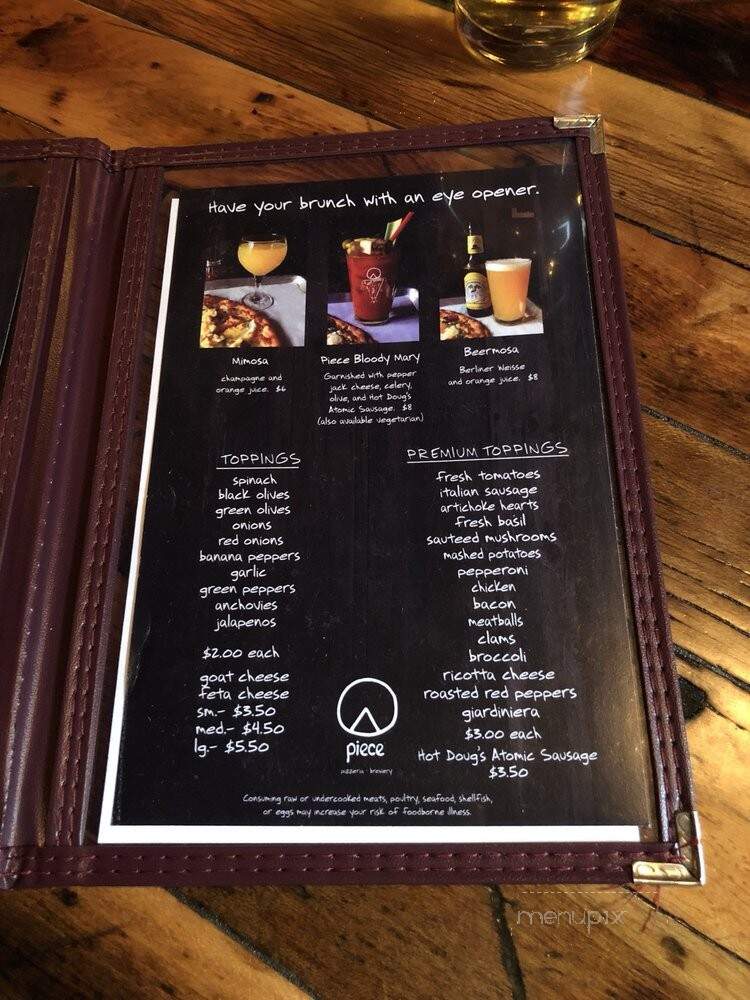 Piece Restaurant - Chicago, IL menu_pic