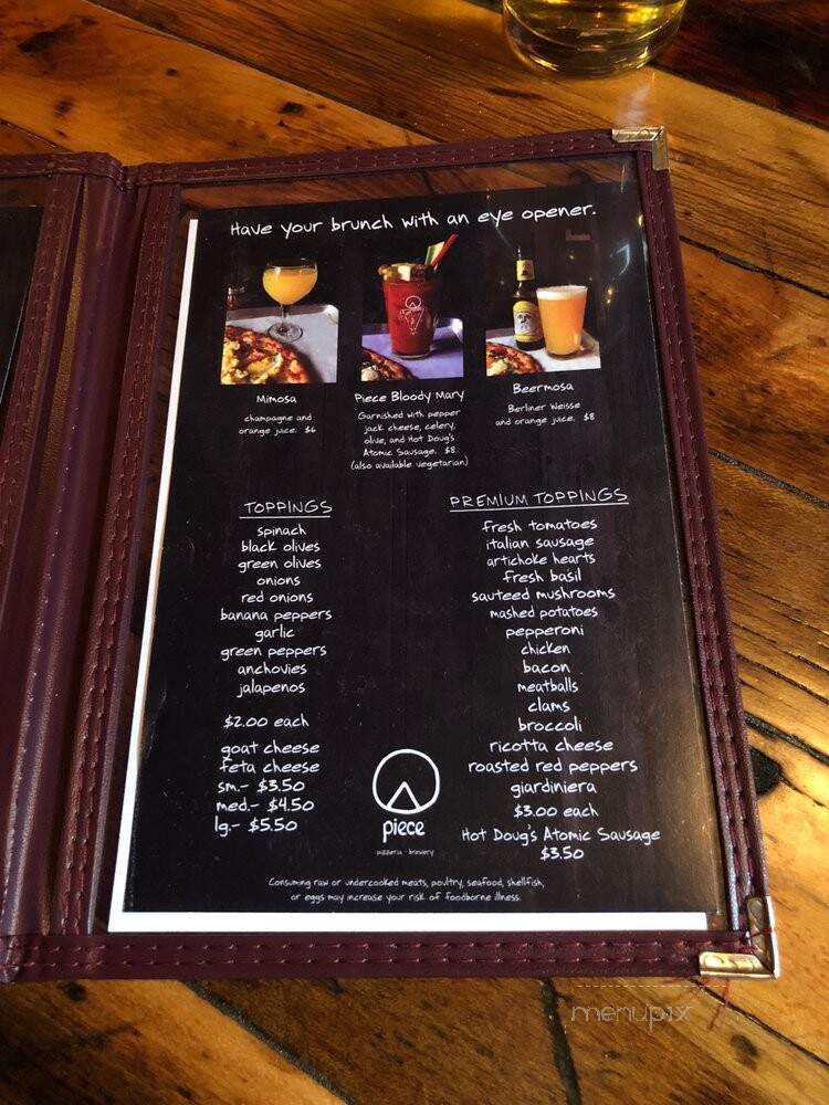 Piece Restaurant - Chicago, IL menu_pic