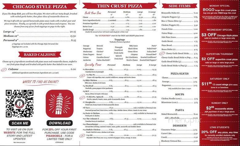 Pisa Pizza - Countryside, IL menu_pic