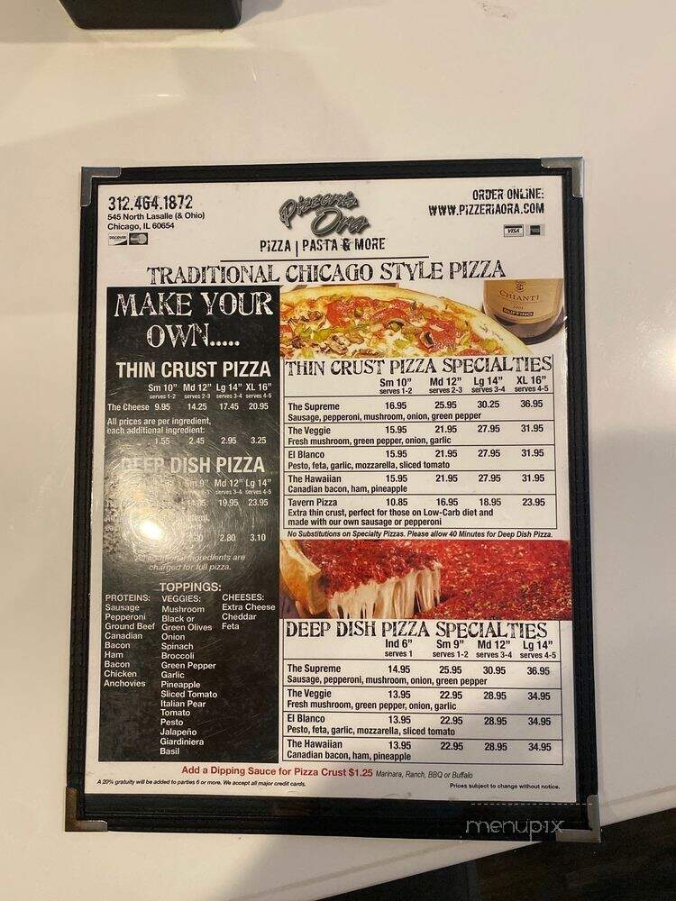 Pizzeria Ora - Chicago, IL menu_pic