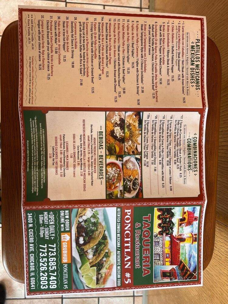 Poncitlan Five - Chicago, IL menu_pic
