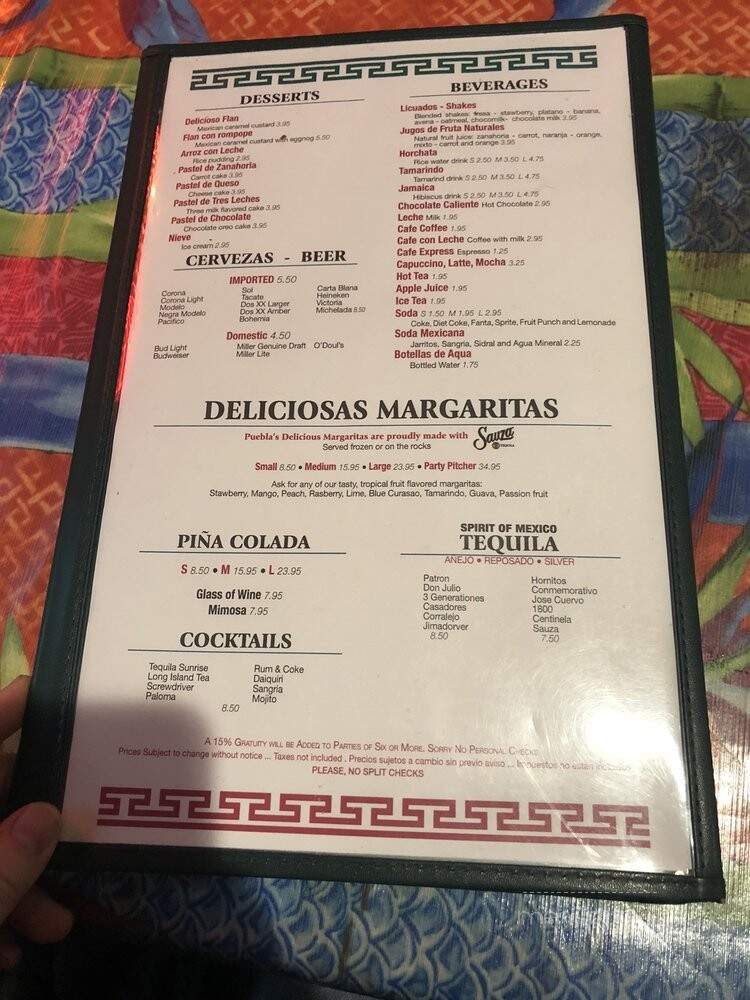 Puebla - Chicago, IL menu_pic