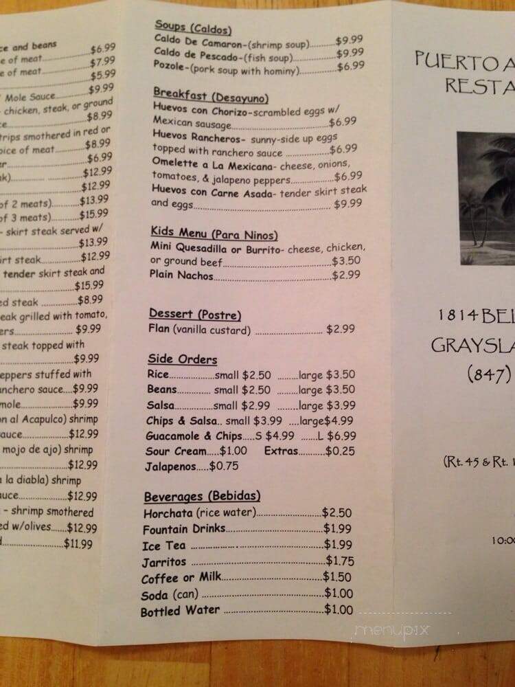 Puerto Alcapulco - Grayslake, IL menu_pic