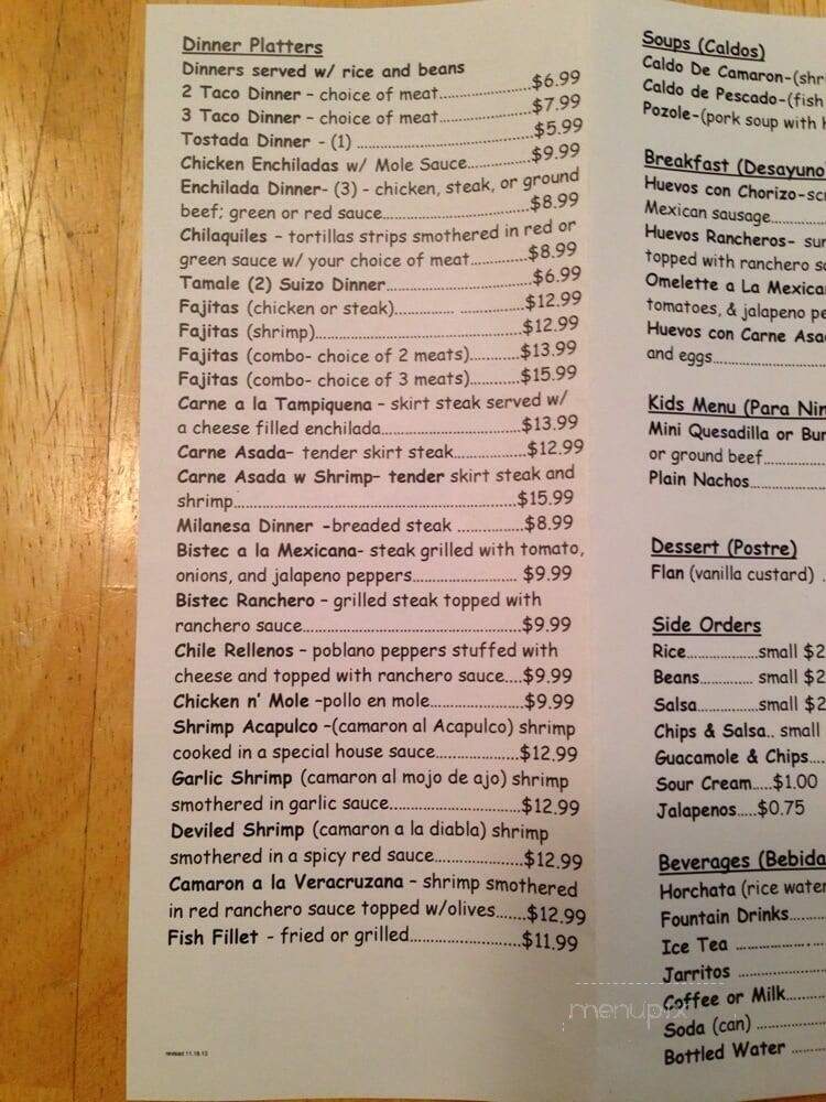 Puerto Alcapulco - Grayslake, IL menu_pic
