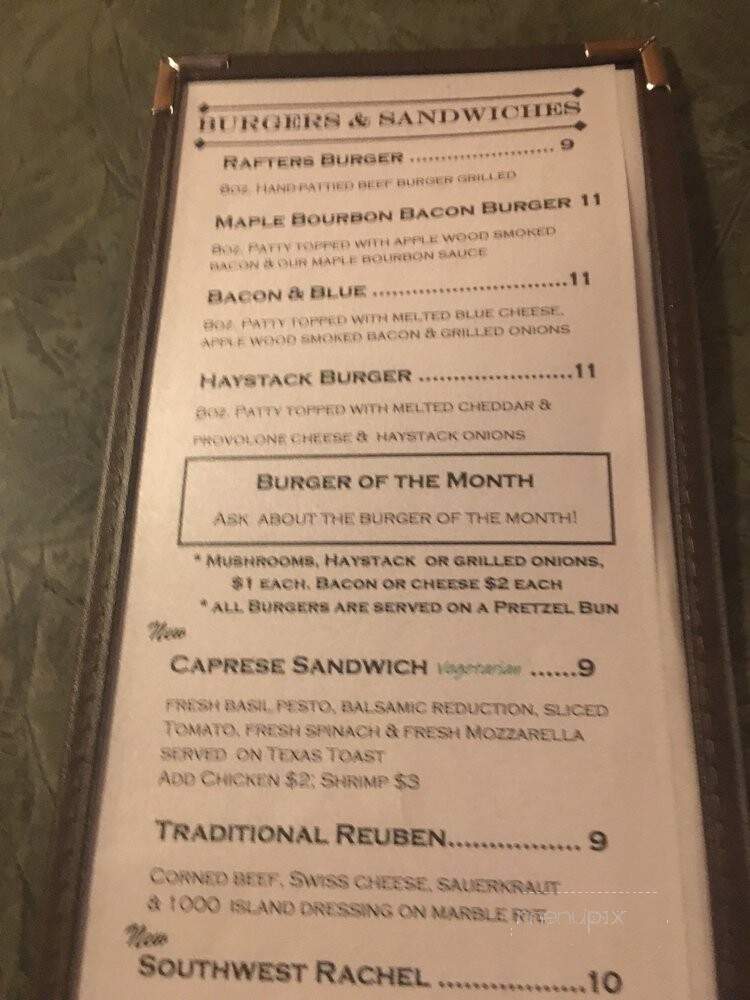 Rafters Restaurant - Lena, IL menu_pic