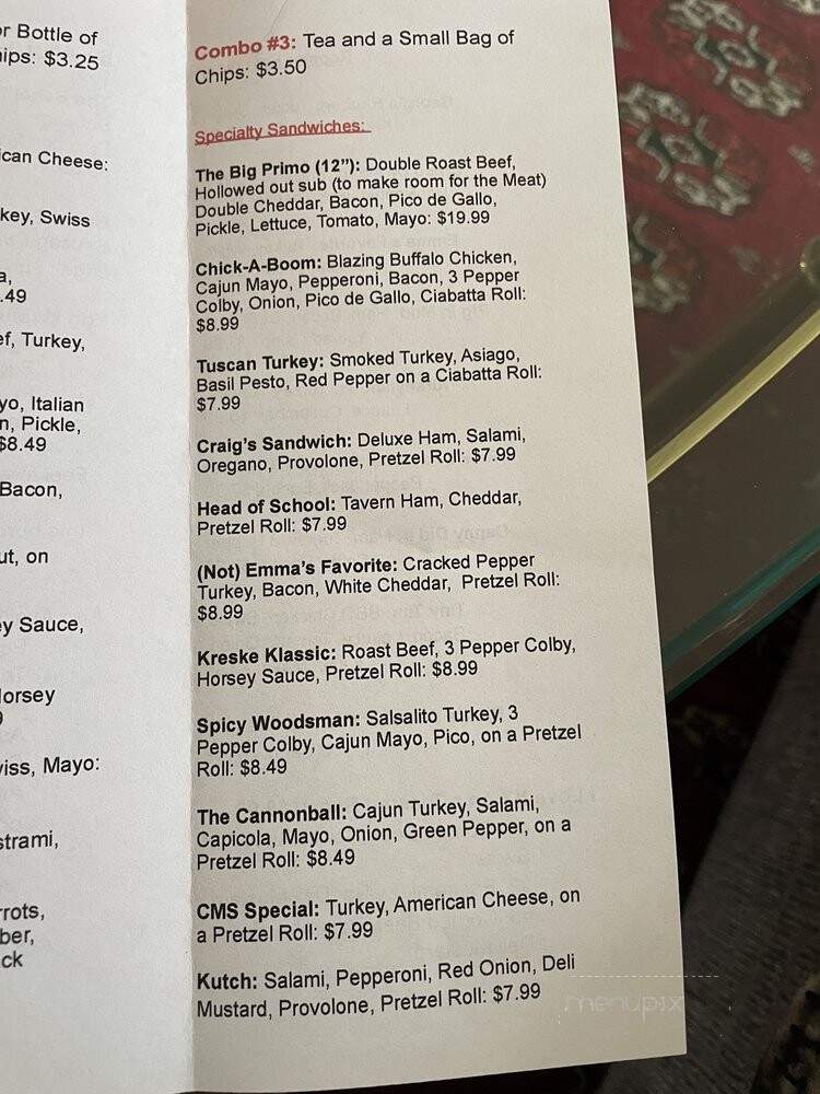 Red Rooster - Glenview, IL menu_pic