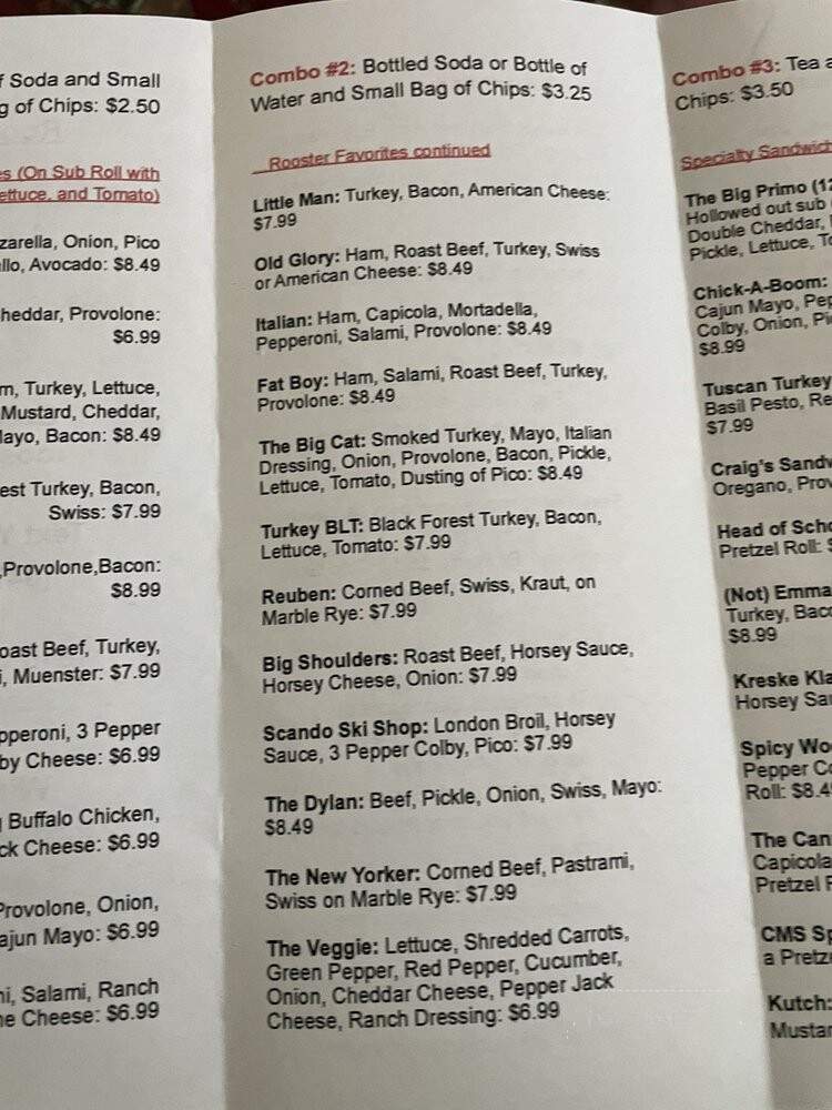 Red Rooster - Glenview, IL menu_pic