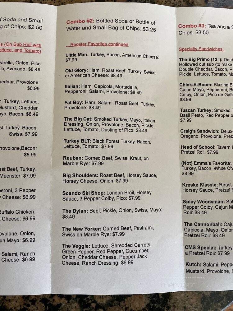 Red Rooster - Glenview, IL menu_pic