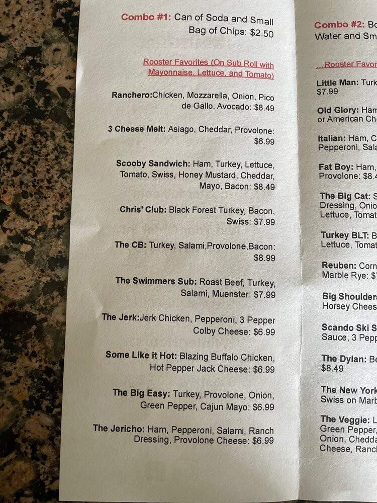 Red Rooster - Glenview, IL menu_pic