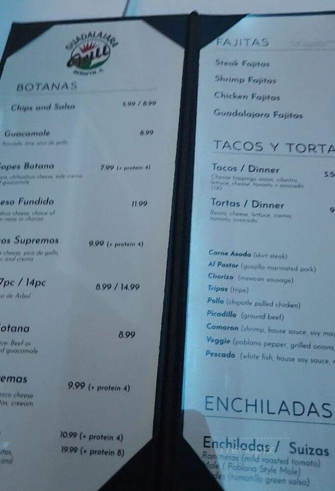 Restaurant Guadalajara Grill - Berwyn, IL menu_pic