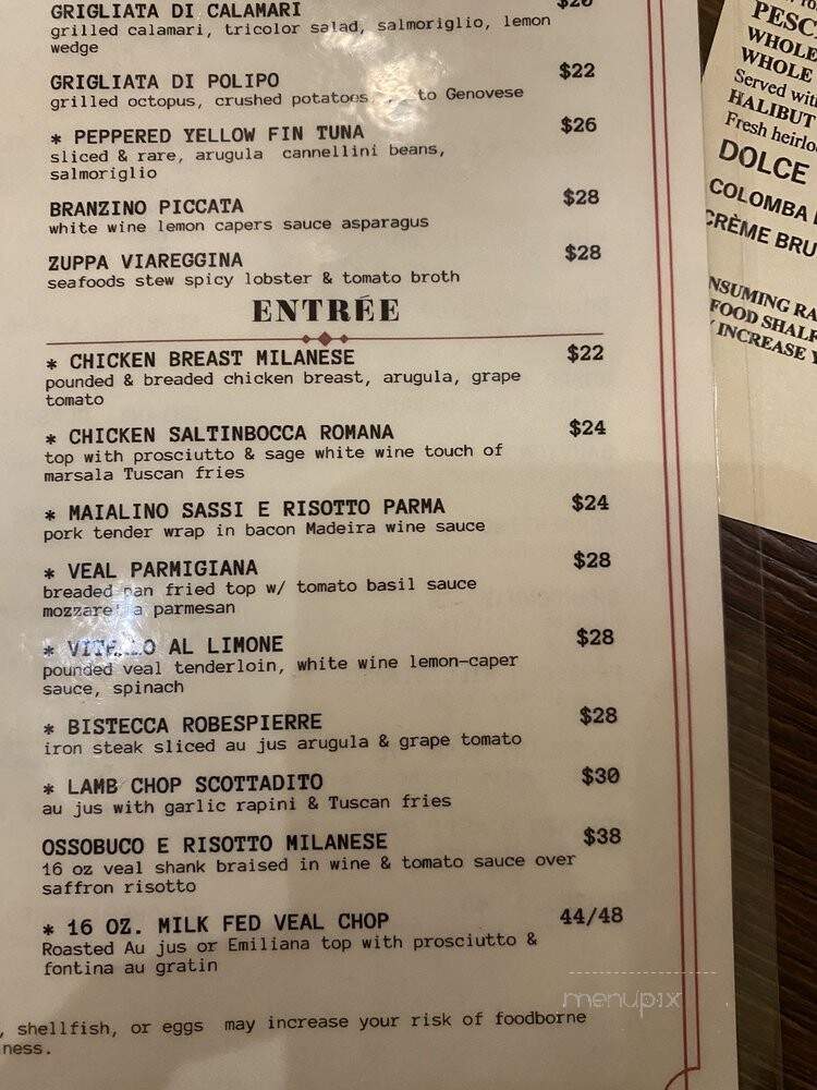Riccardo Trattoria - Chicago, IL menu_pic