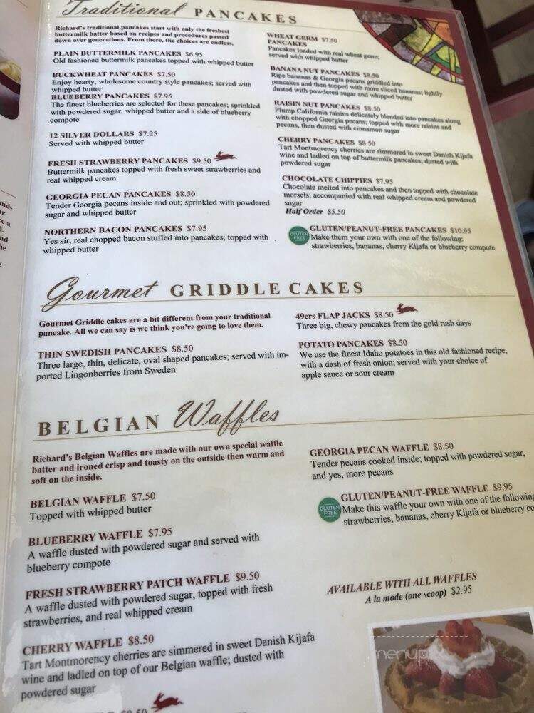 Richard Walker's Pancake House - Schaumburg, IL menu_pic