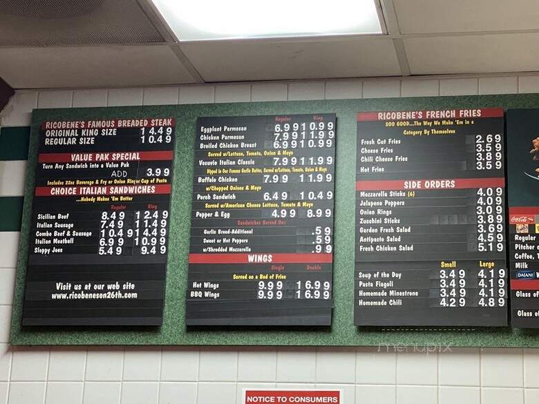 Ricobene's Pizzeria - Chicago, IL menu_pic