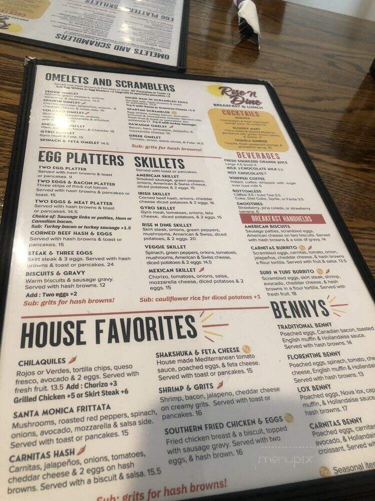 Rise & Dine Pancake House - Wheeling, IL menu_pic