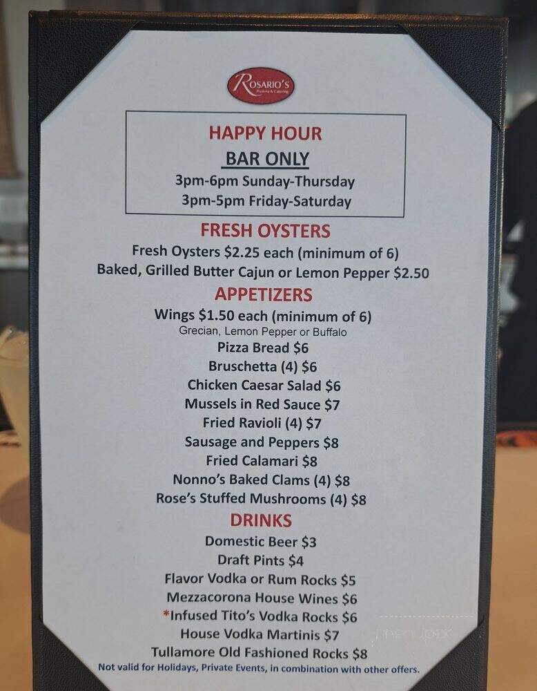 Rosario's Pizza - Roselle, IL menu_pic