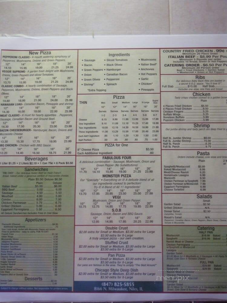Rosati's Pizza - Niles, IL menu_pic