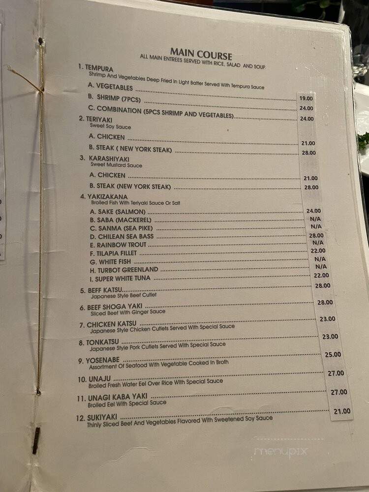 Sagano Japanese Restaurant - Barrington, IL menu_pic