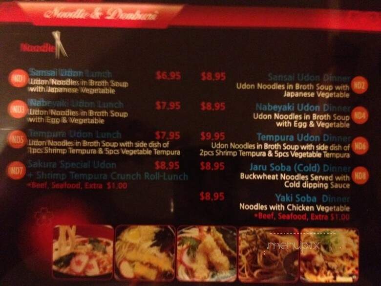 Sakura Japanese Restaurant - Naperville, IL menu_pic