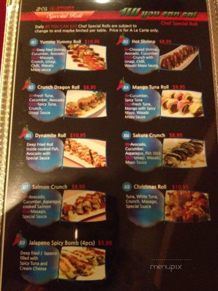 Sakura Japanese Restaurant - Naperville, IL menu_pic