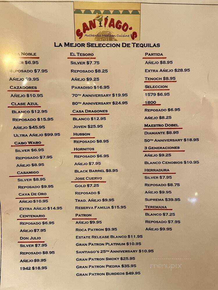 Santiago's Mexican Restaurant - La Grange, IL menu_pic