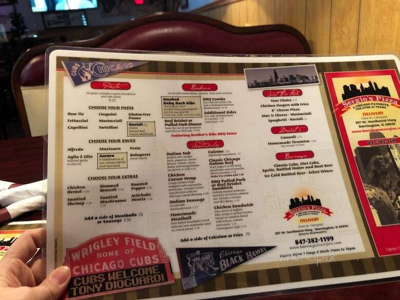 Sergio's Pizza - Barrington, IL menu_pic