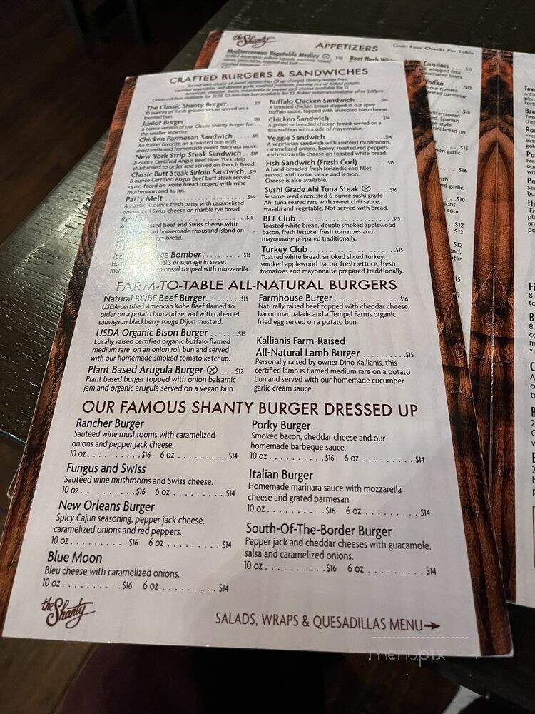 Shanty - Wadsworth, IL menu_pic