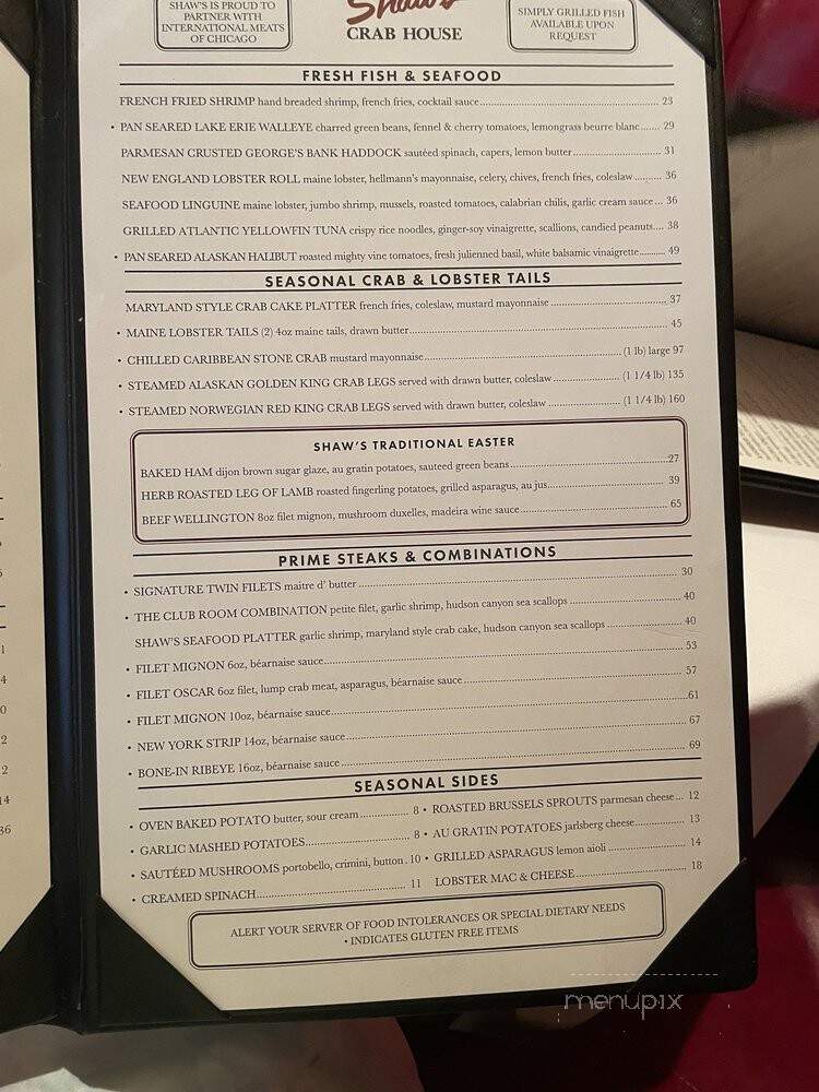 Shaw's Crab House - Schaumburg, IL menu_pic