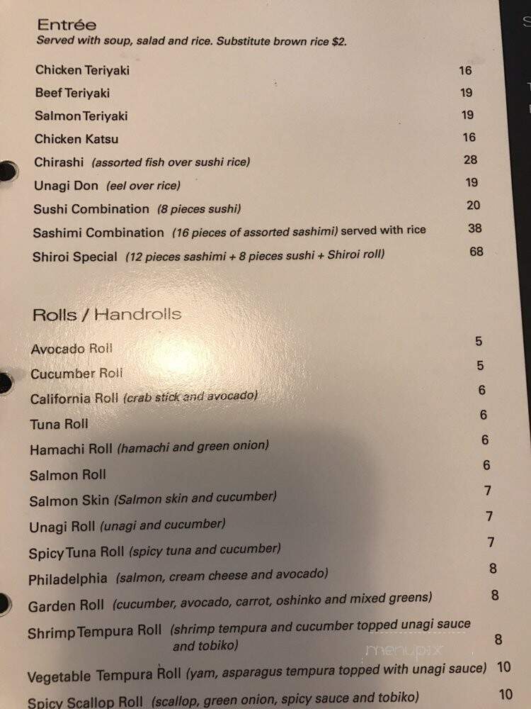 Shiroi Sushi - Glenview, IL menu_pic