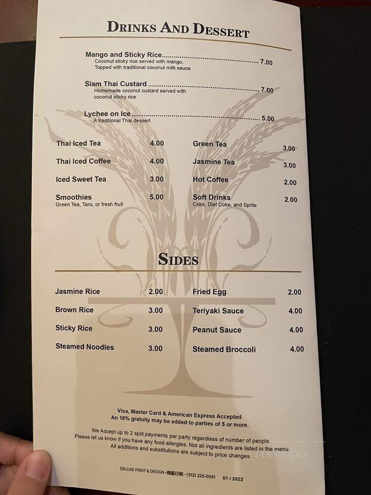 Siam Rice - Chicago, IL menu_pic