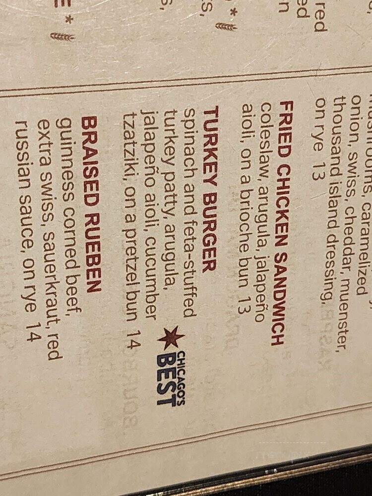 Avenue Ale House - Oak Park, IL menu_pic