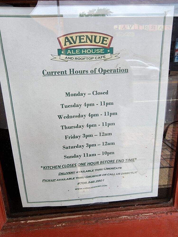 Avenue Ale House - Oak Park, IL menu_pic