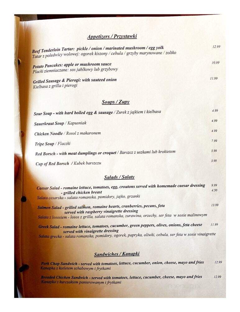 Smakosz Restaurant - Chicago, IL menu_pic