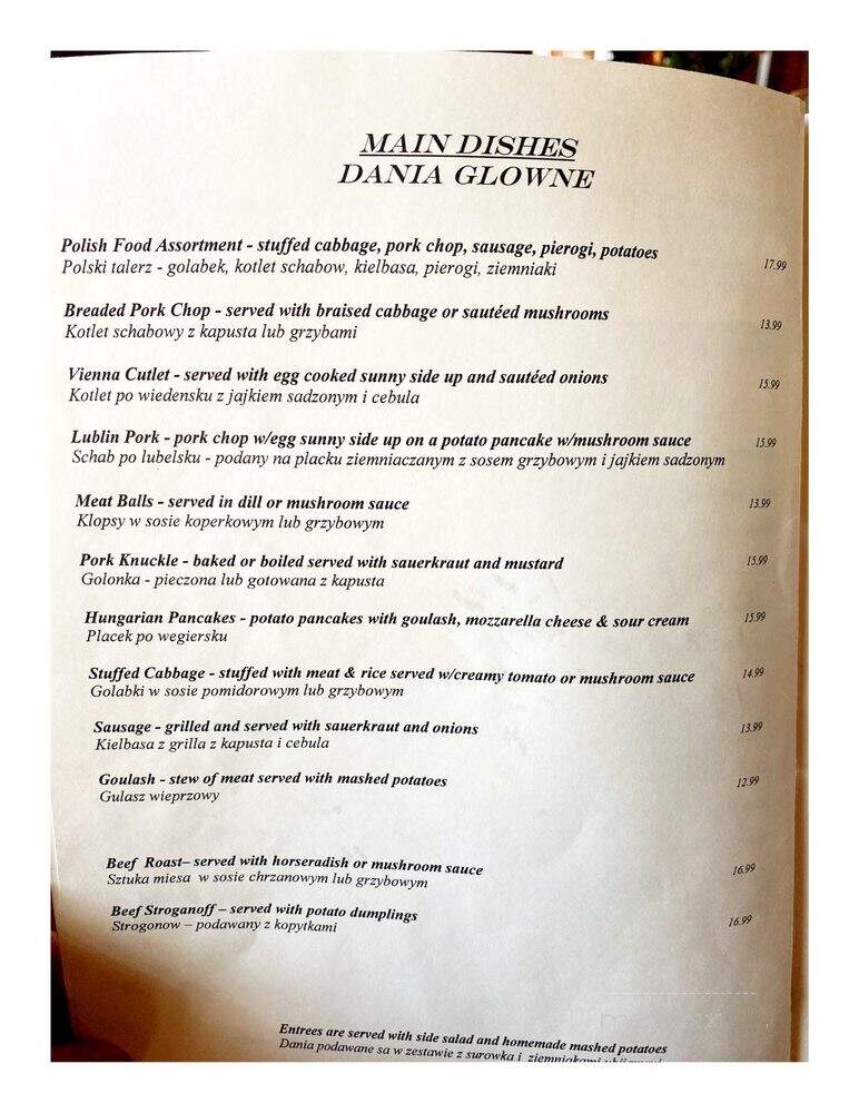 Smakosz Restaurant - Chicago, IL menu_pic