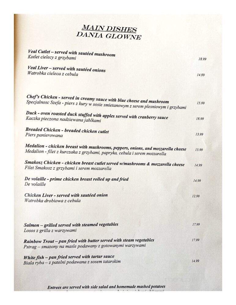 Smakosz Restaurant - Chicago, IL menu_pic