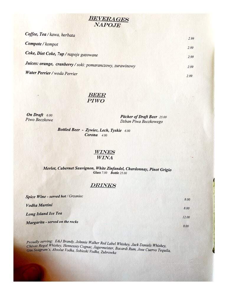Smakosz Restaurant - Chicago, IL menu_pic