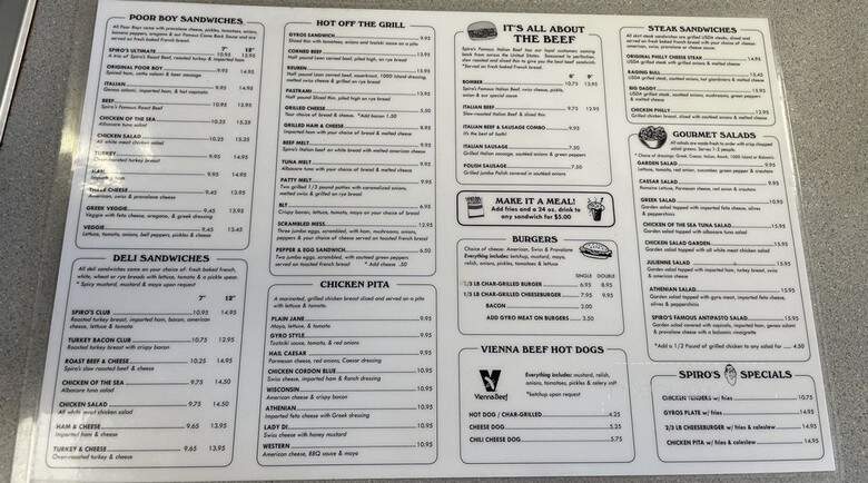 Spiro's Deli - Glenview, IL menu_pic