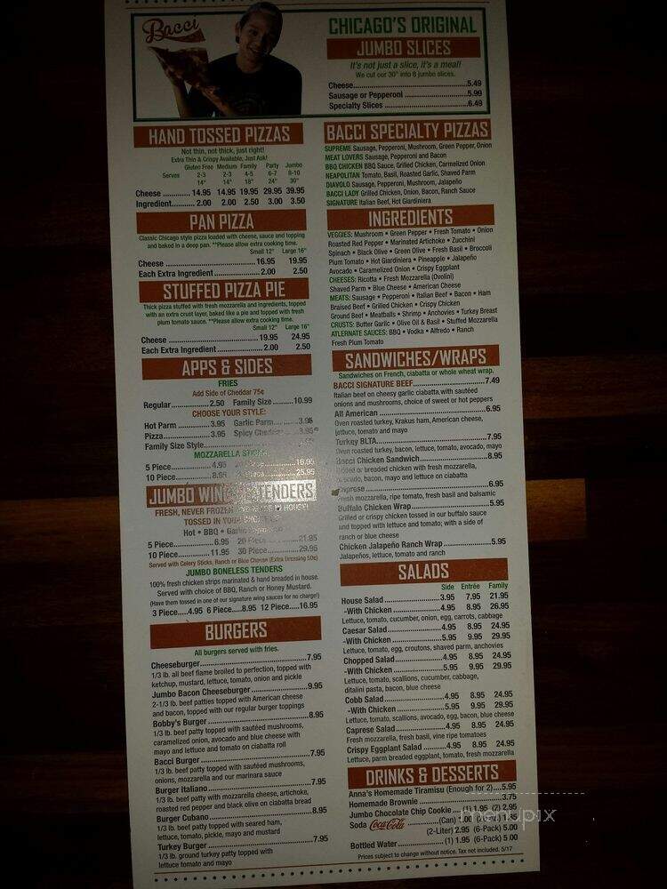 Bacci Pizzeria - Schiller Park, IL menu_pic