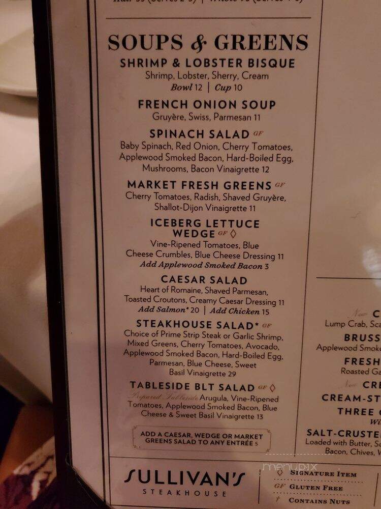 Sullivan's Steakhouse - Naperville, IL menu_pic