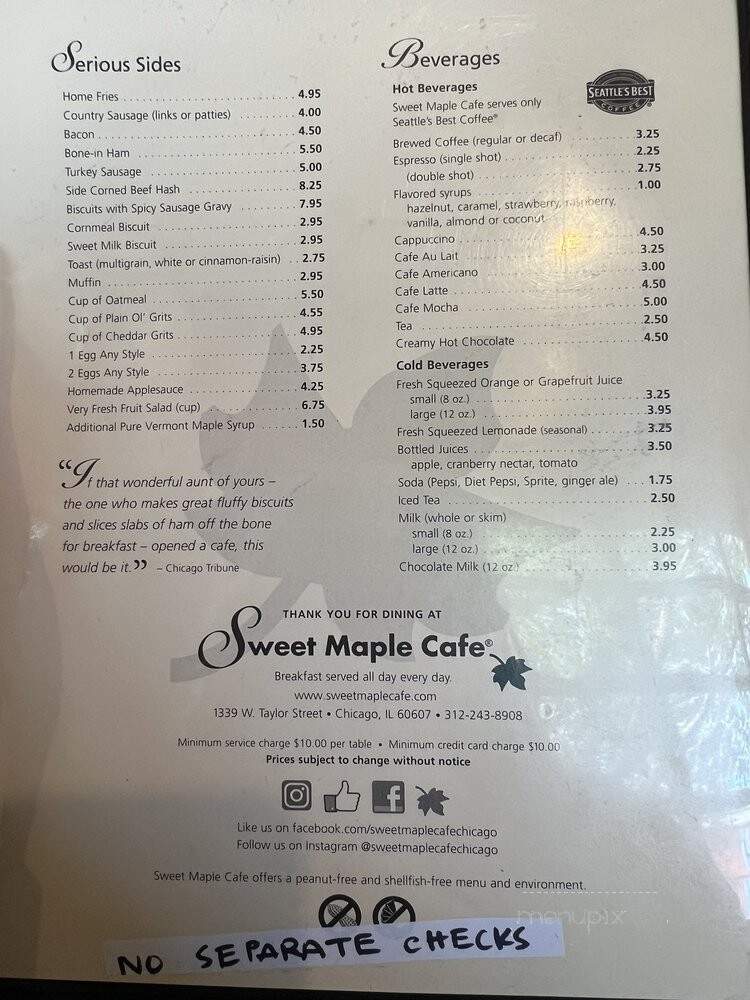 Sweet Maple Cafe - Chicago, IL menu_pic