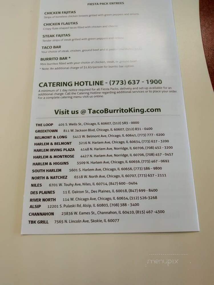 Taco Burrito King - Alsip, IL menu_pic