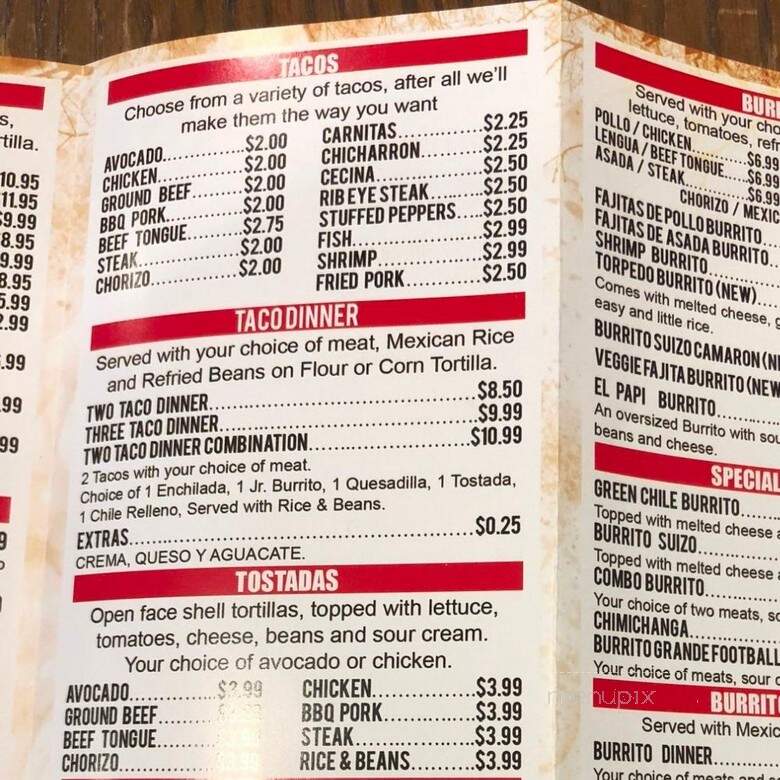 Tacos Del Norte - Palatine, IL menu_pic