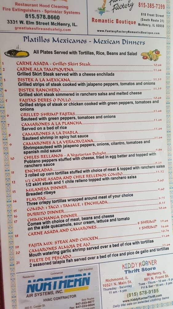 Taco's El Norte - Mchenry, IL menu_pic