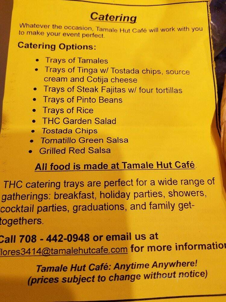Tamale Hut Cafe - Riverside, IL menu_pic