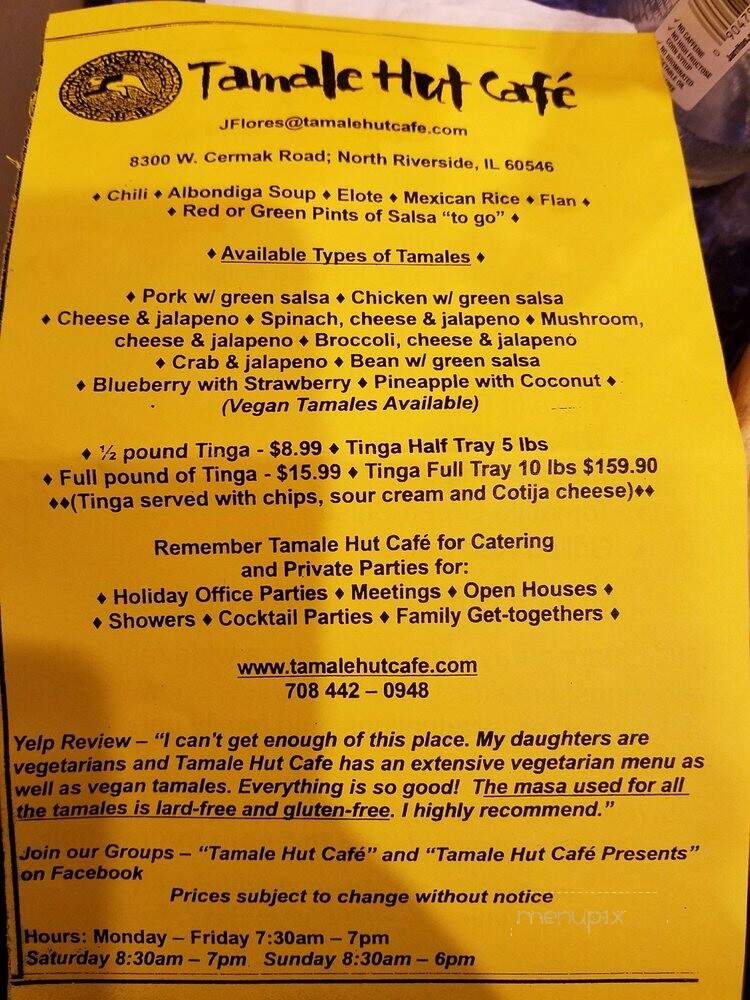Tamale Hut Cafe - Riverside, IL menu_pic