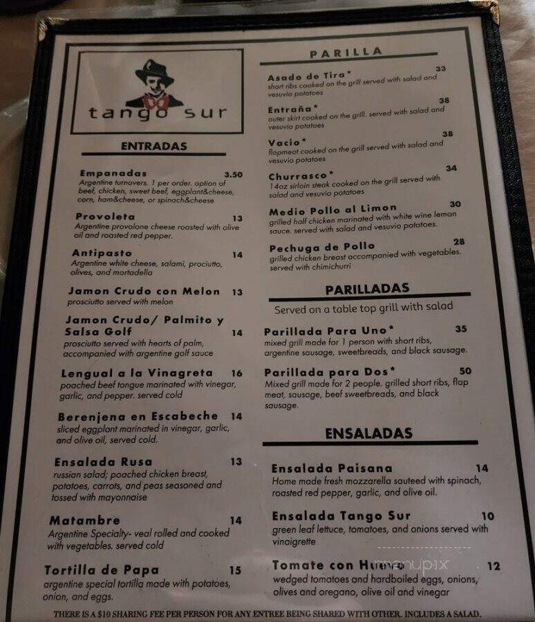 Tango Sur - Chicago, IL menu_pic