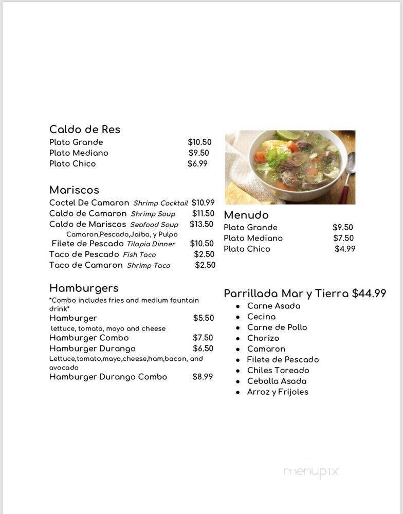 Taqueria Durango Restaurant - Blue Island, IL menu_pic